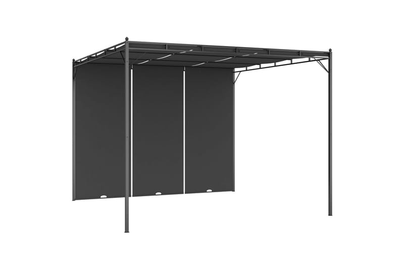 Puutarhan huvimaja sivuverholla 3x3x2,25 cm antrasiitti - Puutarhakalusteet - Aurinkosuoja - Paviljonki