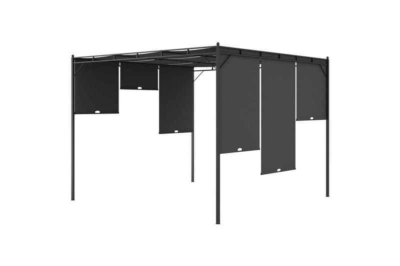 Puutarhan huvimaja sivuverholla 3x3x2,25 cm antrasiitti - Puutarhakalusteet - Aurinkosuoja - Paviljonki