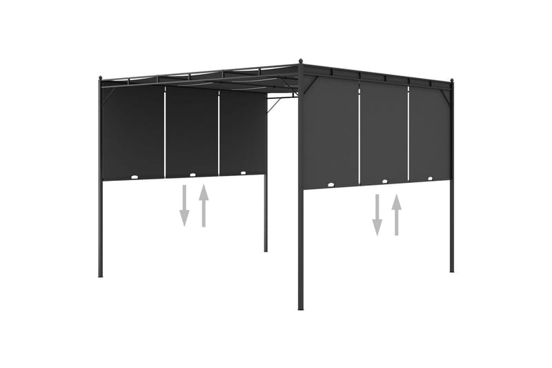 Puutarhan huvimaja sivuverholla 3x3x2,25 cm antrasiitti - Puutarhakalusteet - Aurinkosuoja - Paviljonki