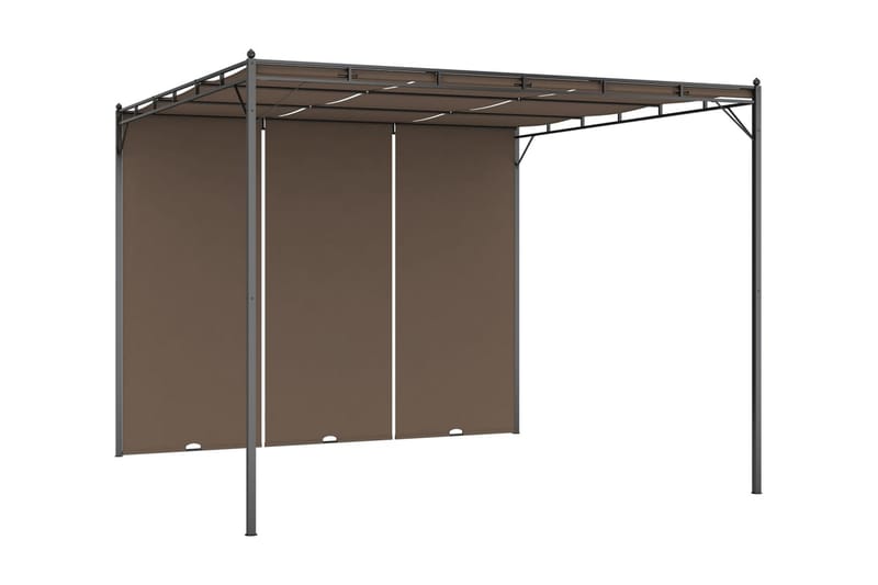 Puutarhan huvimaja sivuverholla 3x3x2,25 cm harmaanruskea - Taupe - Puutarhakalusteet - Aurinkosuoja - Paviljonki