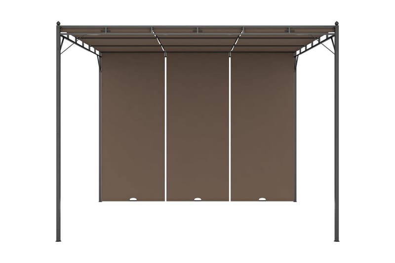 Puutarhan huvimaja sivuverholla 3x3x2,25 cm harmaanruskea - Taupe - Puutarhakalusteet - Aurinkosuoja - Paviljonki