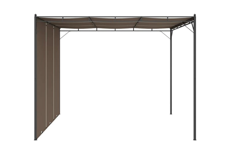 Puutarhan huvimaja sivuverholla 3x3x2,25 cm harmaanruskea - Taupe - Puutarhakalusteet - Aurinkosuoja - Paviljonki