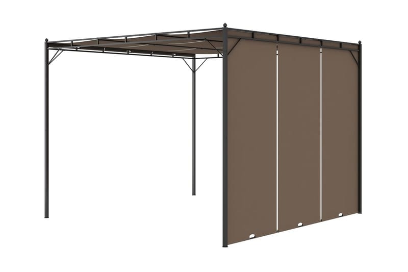 Puutarhan huvimaja sivuverholla 3x3x2,25 cm harmaanruskea - Taupe - Puutarhakalusteet - Aurinkosuoja - Paviljonki