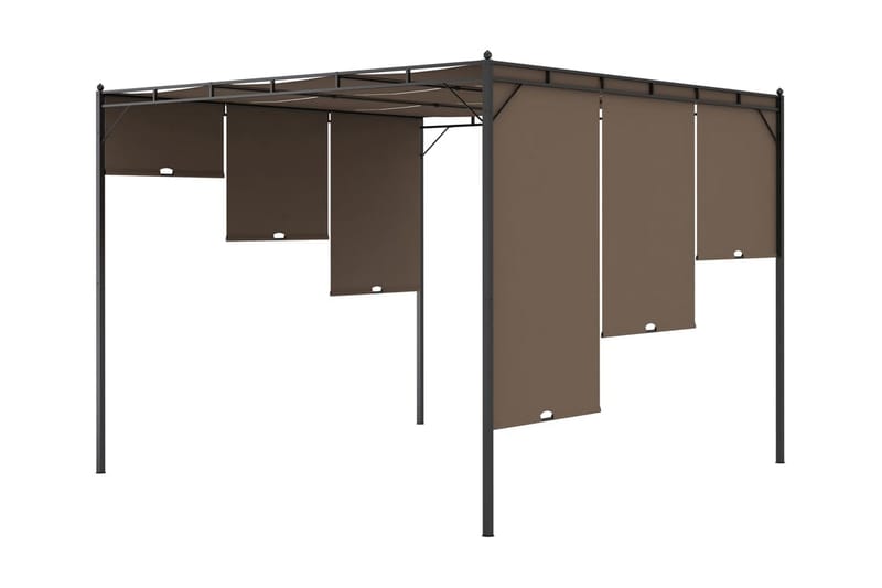 Puutarhan huvimaja sivuverholla 3x3x2,25 cm harmaanruskea - Taupe - Puutarhakalusteet - Aurinkosuoja - Paviljonki