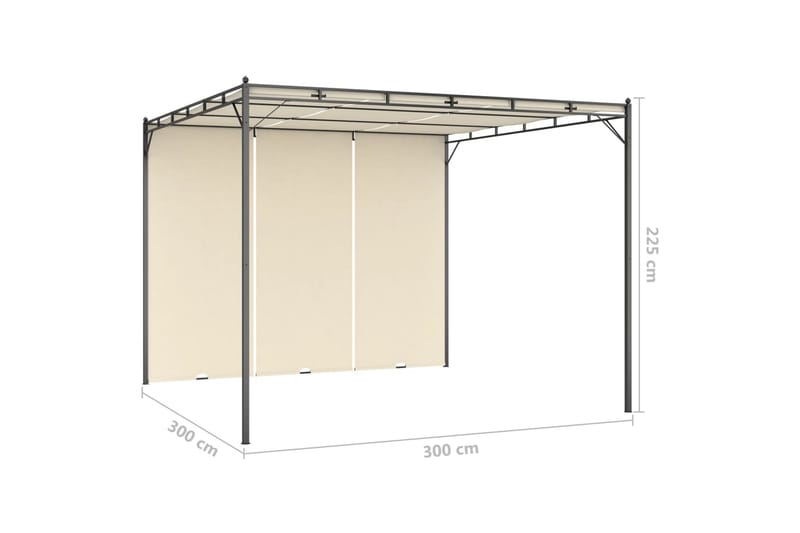 Puutarhan huvimaja sivuverholla 3x3x2,25m cm kerma - Puutarhakalusteet - Aurinkosuoja - Paviljonki