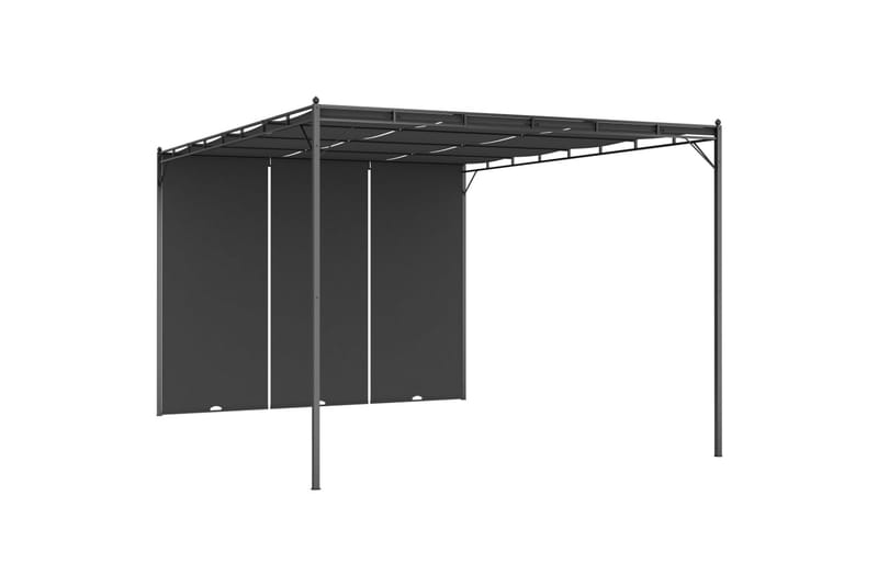Puutarhan huvimaja sivuverholla 4x3x2,25 cm antrasiitti - Puutarhakalusteet - Aurinkosuoja - Paviljonki