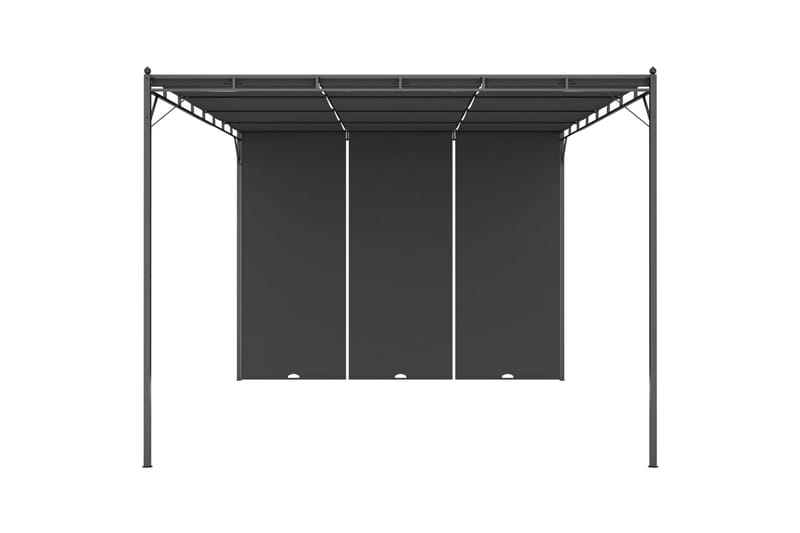 Puutarhan huvimaja sivuverholla 4x3x2,25 cm antrasiitti - Puutarhakalusteet - Aurinkosuoja - Paviljonki