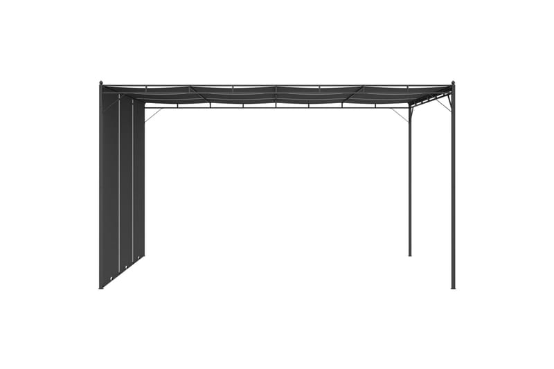 Puutarhan huvimaja sivuverholla 4x3x2,25 cm antrasiitti - Puutarhakalusteet - Aurinkosuoja - Paviljonki