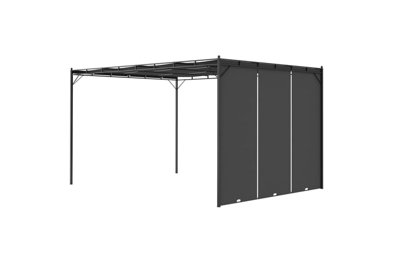 Puutarhan huvimaja sivuverholla 4x3x2,25 cm antrasiitti - Puutarhakalusteet - Aurinkosuoja - Paviljonki