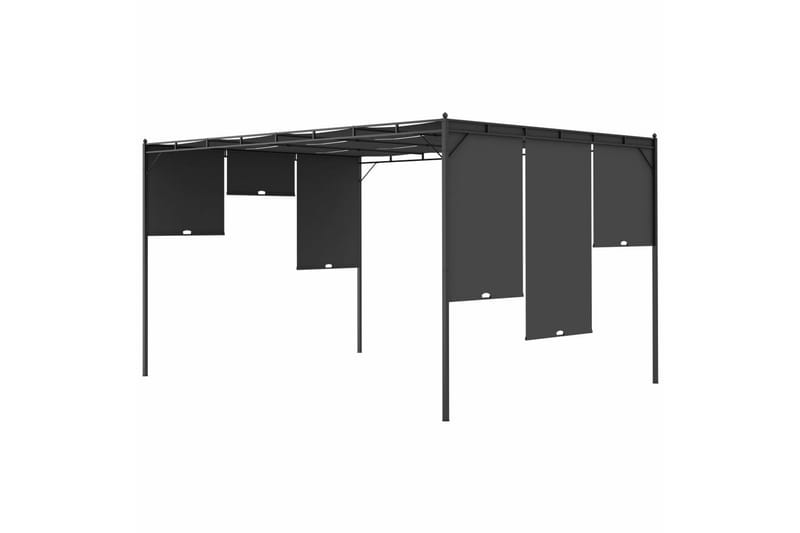 Puutarhan huvimaja sivuverholla 4x3x2,25 cm antrasiitti - Puutarhakalusteet - Aurinkosuoja - Paviljonki