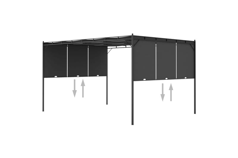 Puutarhan huvimaja sivuverholla 4x3x2,25 cm antrasiitti - Puutarhakalusteet - Aurinkosuoja - Paviljonki