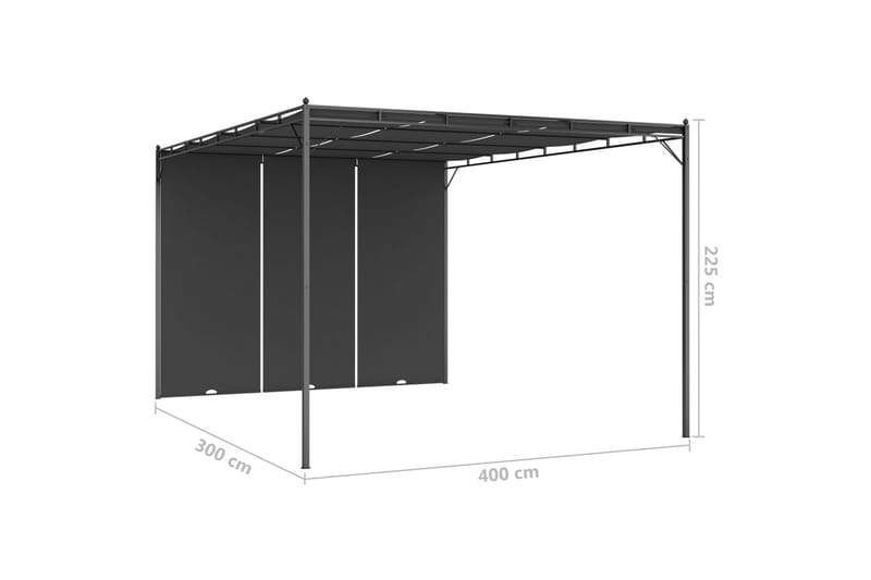 Puutarhan huvimaja sivuverholla 4x3x2,25 cm antrasiitti - Puutarhakalusteet - Aurinkosuoja - Paviljonki
