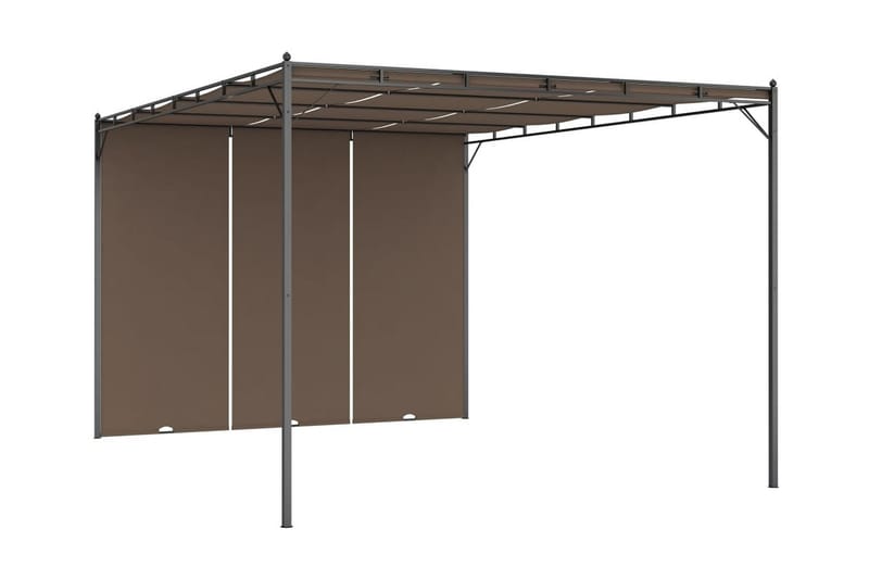 Puutarhan huvimaja sivuverholla 4x3x2,25 cm harmaanruskea - Taupe - Puutarhakalusteet - Aurinkosuoja - Paviljonki