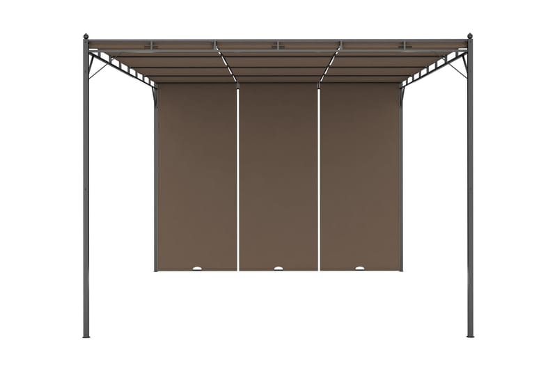 Puutarhan huvimaja sivuverholla 4x3x2,25 cm harmaanruskea - Taupe - Puutarhakalusteet - Aurinkosuoja - Paviljonki
