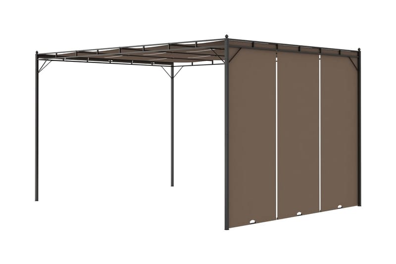 Puutarhan huvimaja sivuverholla 4x3x2,25 cm harmaanruskea - Taupe - Puutarhakalusteet - Aurinkosuoja - Paviljonki