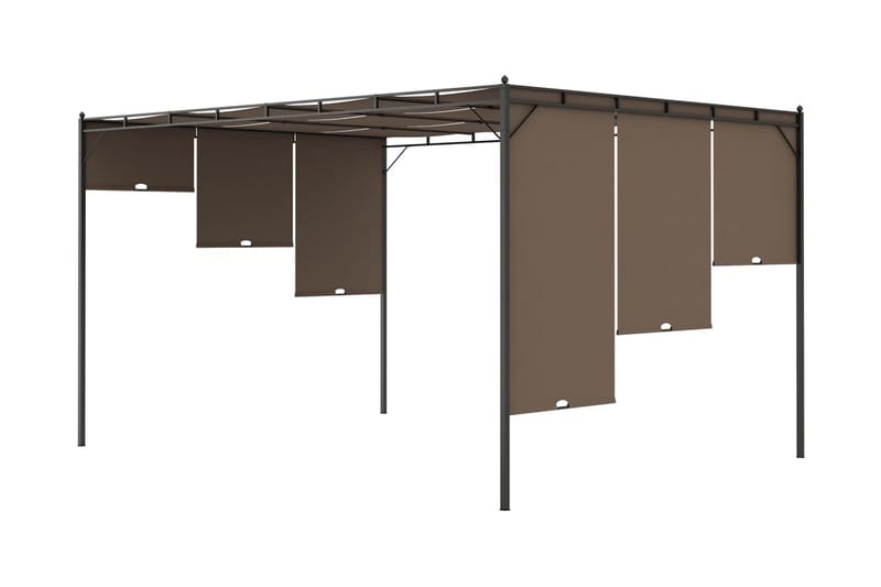 Puutarhan huvimaja sivuverholla 4x3x2,25 cm harmaanruskea - Taupe - Puutarhakalusteet - Aurinkosuoja - Paviljonki