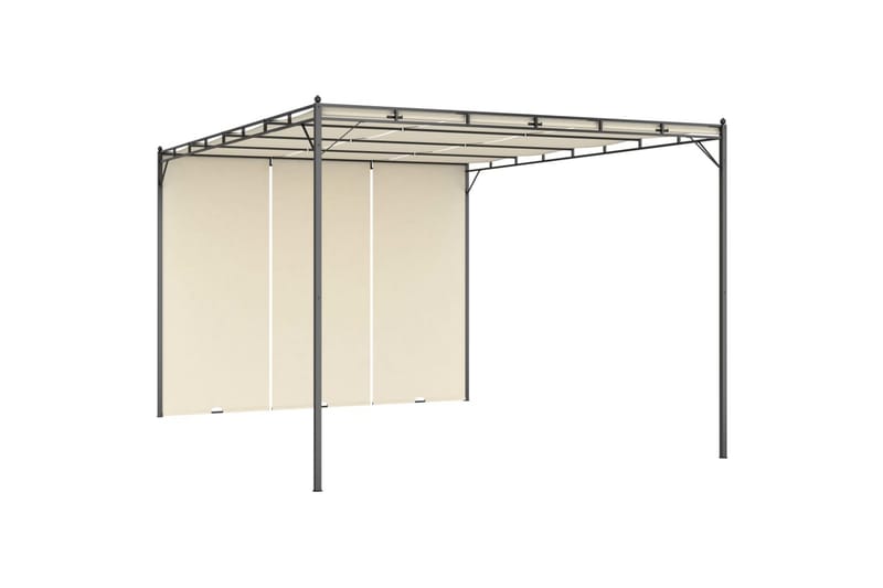 Puutarhan huvimaja sivuverholla 4x3x2,25 cm kerma - Puutarhakalusteet - Aurinkosuoja - Paviljonki