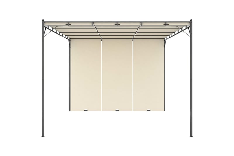 Puutarhan huvimaja sivuverholla 4x3x2,25 cm kerma - Puutarhakalusteet - Aurinkosuoja - Paviljonki