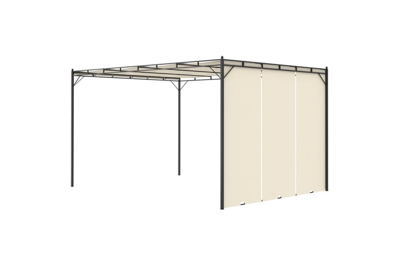 Puutarhan huvimaja sivuverholla 4x3x2,25 cm kerma - Puutarhakalusteet - Aurinkosuoja - Paviljonki