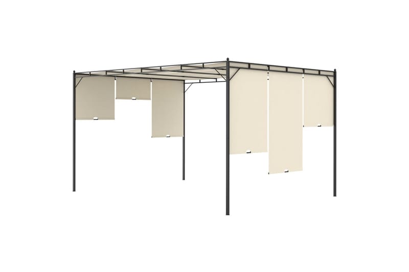 Puutarhan huvimaja sivuverholla 4x3x2,25 cm kerma - Puutarhakalusteet - Aurinkosuoja - Paviljonki