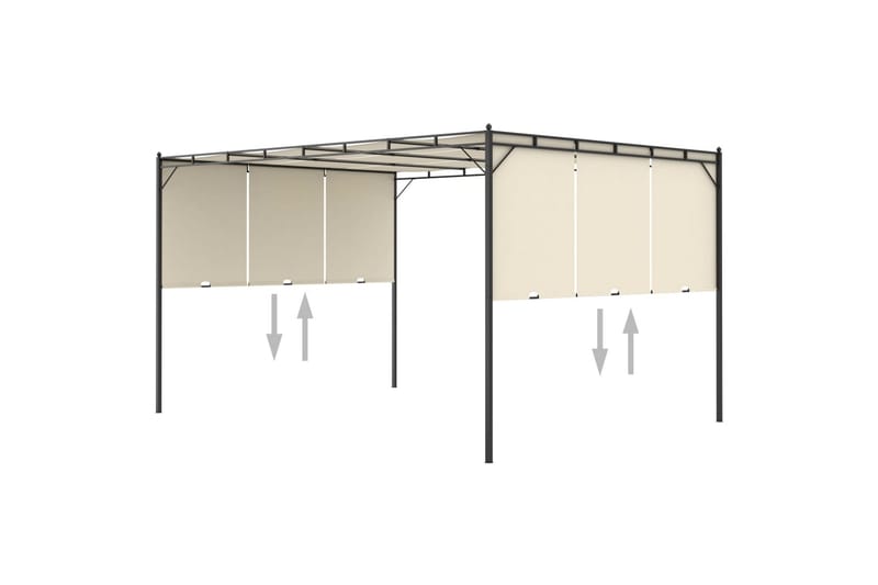 Puutarhan huvimaja sivuverholla 4x3x2,25 cm kerma - Puutarhakalusteet - Aurinkosuoja - Paviljonki