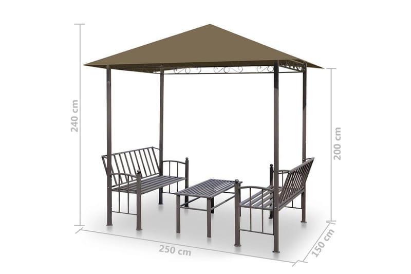 Puutarhapaviljonki pöydällä & penkeillä 2,5x1,5x2,4m 180g/m² - Puutarhakalusteet - Aurinkosuoja - Paviljonki