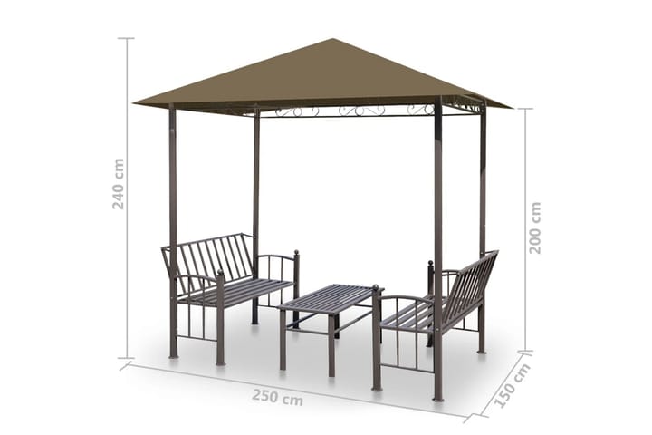 Puutarhapaviljonki pöydällä & penkeillä 2,5x1,5x2,4m 180g/m² - Paviljonki - Kokonainen paviljonki