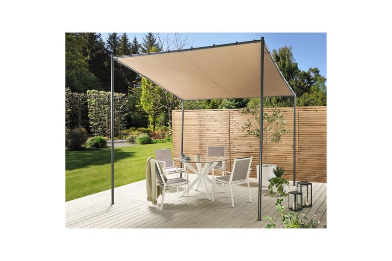 Puutarhapergola Vimino - Taupe, musta - Puutarhakalusteet - Aurinkosuoja - Paviljonki