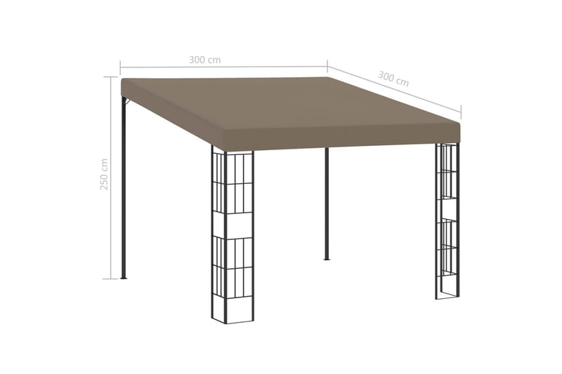 Seinään kiinnitettävä huvimaja 3x3 m harmaanruskea kangas - Taupe - Paviljonki - Kokonainen paviljonki