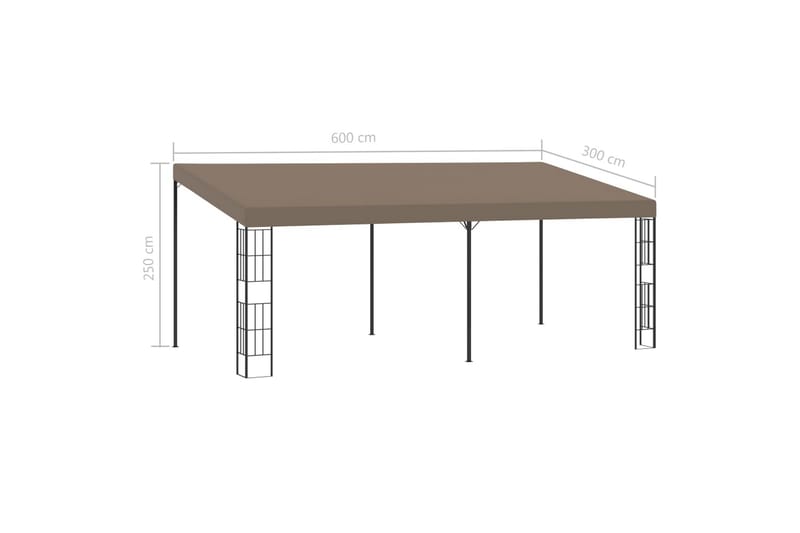 Seinään kiinnitettävä huvimaja 6x3 m harmaanruskea kangas - Taupe - Puutarhakalusteet - Aurinkosuoja - Paviljonki