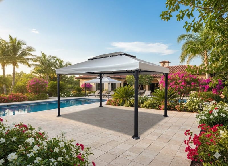 SUNSET Paviljonki 3×4 m - Harmaa - Puutarhakalusteet - Aurinkosuoja - Paviljonki