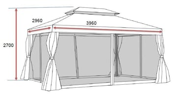 SUNSET Paviljonki 3×4 m - Harmaa - Puutarhakalusteet - Aurinkosuoja - Paviljonki
