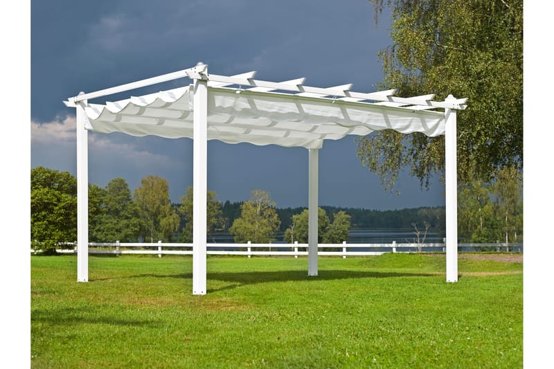 Pergola Hillerstorp Skanör 300 x 400 cm - Valkoinen - Puutarhakalusteet - Aurinkosuoja - Pergola