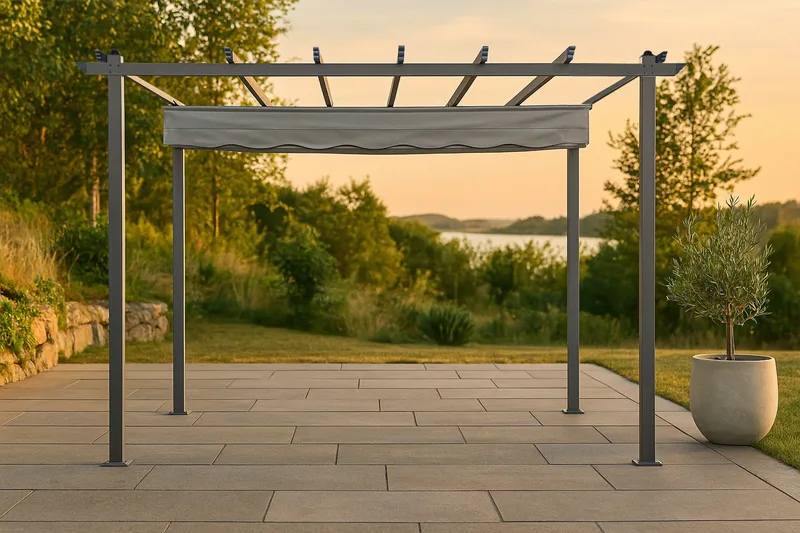 Pergola Lazio 295x395 cm - Musta/Harmaa - Puutarhakalusteet - Aurinkosuoja - Pergola
