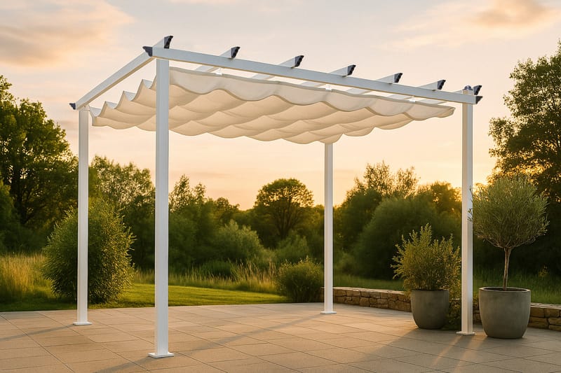 Pergola Lazio 348 cm - Valkoinen - Puutarhakalusteet - Aurinkosuoja - Pergola