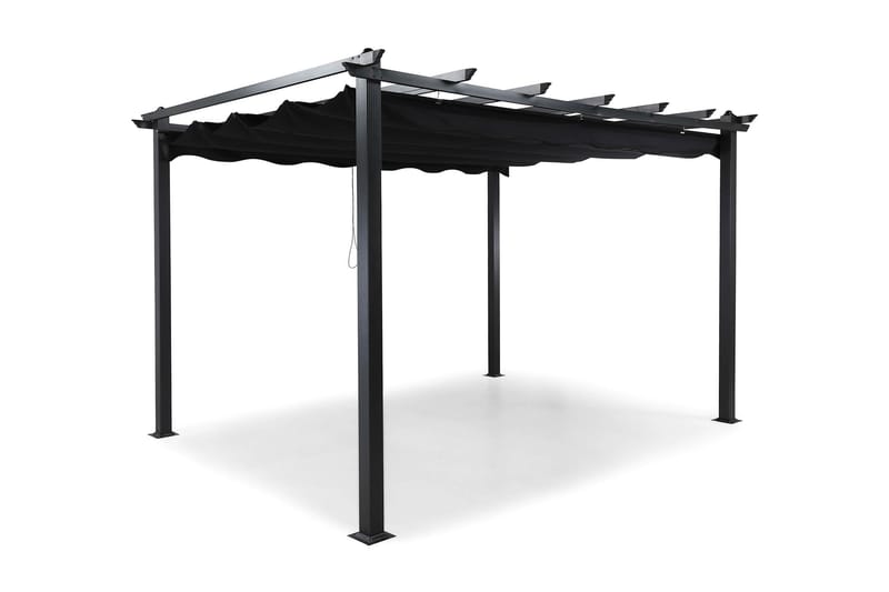 Vapaasti seisova pergola taitettavalla katolla terassille ja puutarhaan 4x3 - Musta / Alumiini - Puutarhakalusteet - Aurinkosuoja - Pergola