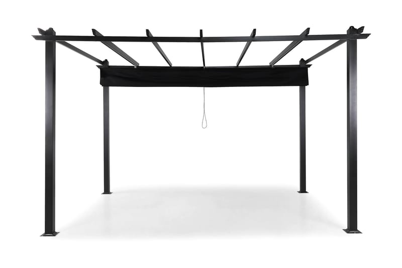 Vapaasti seisova pergola taitettavalla katolla terassille ja puutarhaan 4x3 - Musta / Alumiini - Puutarhakalusteet - Aurinkosuoja - Pergola