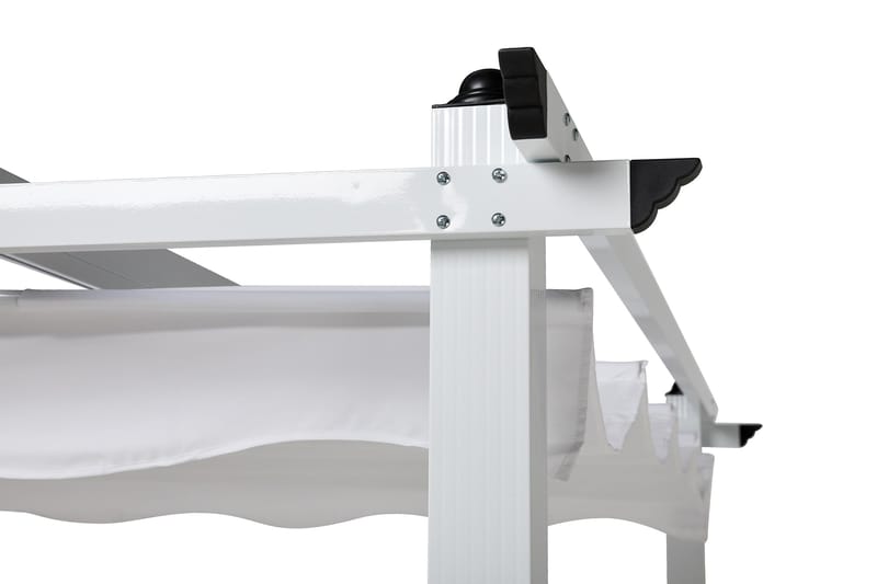 Vapaasti seisova pergola taitettavalla katolla terassille ja puutarhaan 4x3 - Valkoinen / Alumiini - Puutarhakalusteet - Aurinkosuoja - Pergola