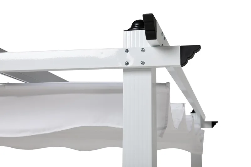 Vapaasti seisova pergola taitettavalla katolla terassille ja puutarhaan 4x3 - Valkoinen / Alumiini - Puutarhakalusteet - Aurinkosuoja - Pergola