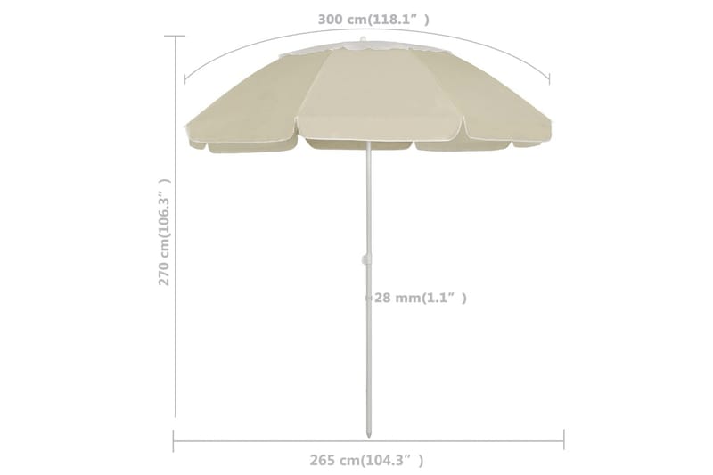 Rantavarjo hiekankeltainen 300 cm - Puutarhakalusteet - Aurinkosuoja - Aurinkovarjo