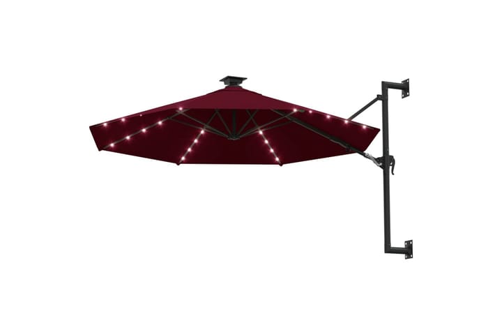 Seinäkiinnitteinen aurinkovarjo LED ja tolppa 300 cm - Aurinkovarjo
