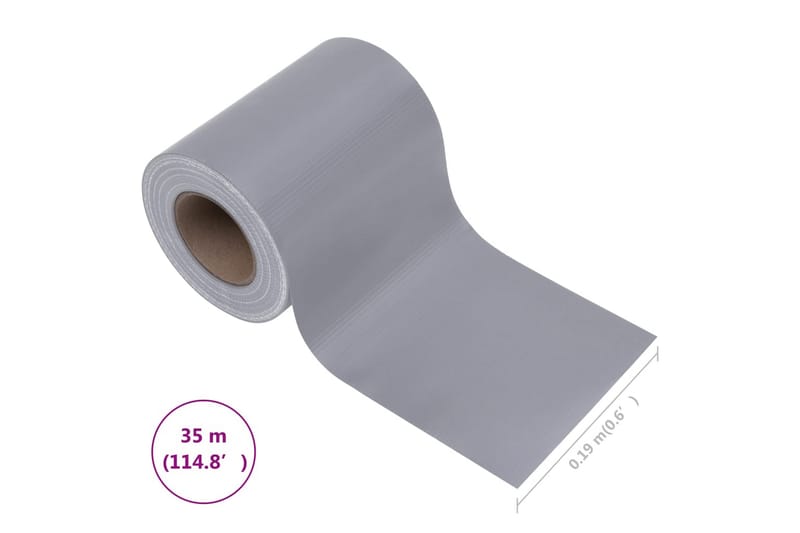 Puutarhan yksityisyyden suoja PVC 35x0,19 m - Harmaa - Puutarhakalusteet - Aurinkosuoja - Sermit ja tuulisuojat