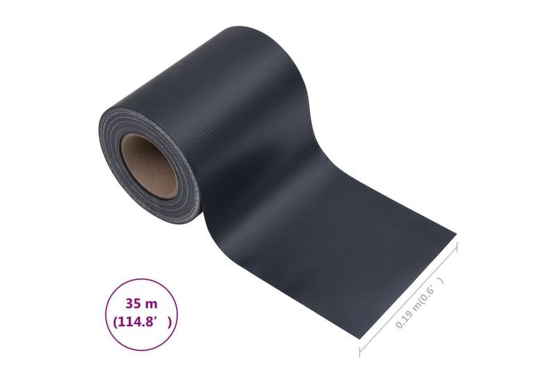 Puutarhan yksityisyyden suoja PVC 35x0,19 m - Harmaa - Puutarhakalusteet - Aurinkosuoja - Sermit ja tuulisuojat