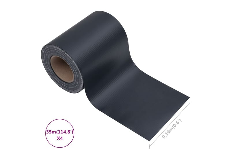 Puutarhan yksityisyyden suojat 4 kpl PVC 35x0,19m - Harmaa - Puutarhakalusteet - Aurinkosuoja - Sermit ja tuulisuojat