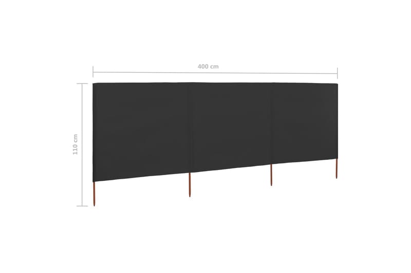 Tuulensuojakangas 3 paneelilla 400x80 cm antrasiitti - Antrasiitti - Puutarhakalusteet - Aurinkosuoja - Sermit ja tuulisuojat