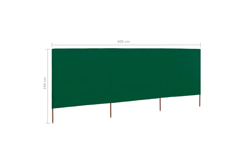 Tuulensuojakangas 3 paneelilla 400x160 cm vihreä - Vihreä - Puutarhakalusteet - Aurinkosuoja - Sermit ja tuulisuojat