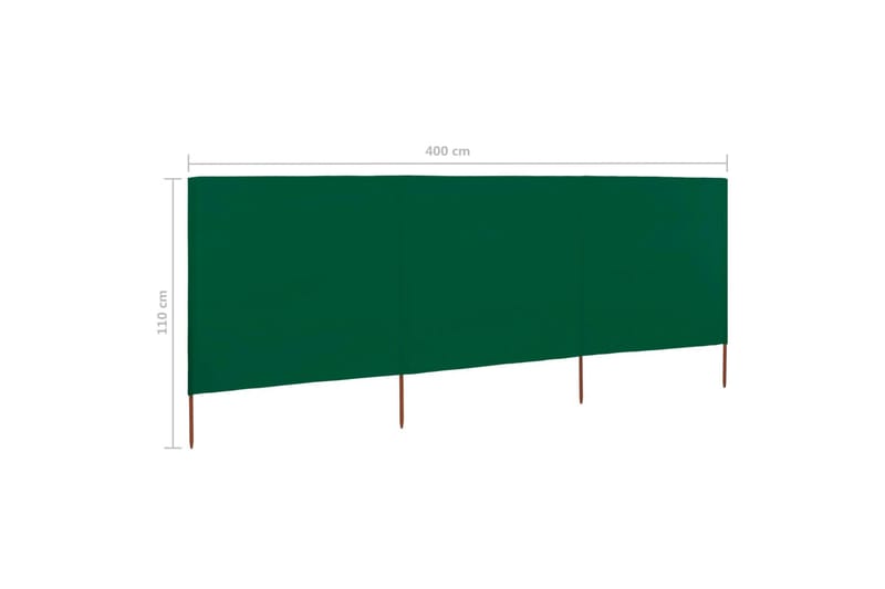 Tuulensuojakangas 3 paneelilla 400x80 cm vihreä - Vihreä - Puutarhakalusteet - Aurinkosuoja - Sermit ja tuulisuojat