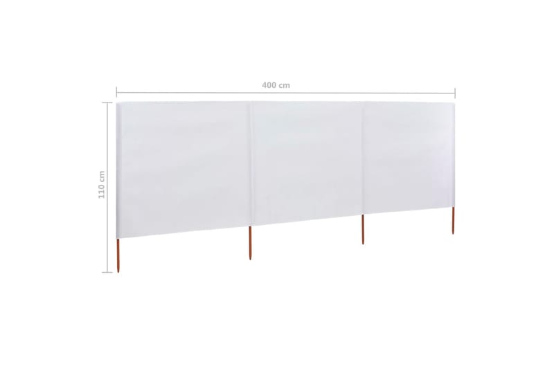 Tuulensuojakangas 3 paneelilla 400x80 cm hiekan valkoinen - Valkoinen - Puutarhakalusteet - Aurinkosuoja - Sermit ja tuulisuojat