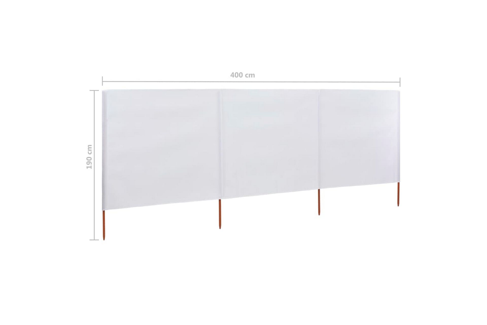 Tuulensuojakangas 3 paneelilla 400x160 cm hiekanvalkoinen - Valkoinen - Puutarhakalusteet - Aurinkosuoja - Sermit ja tuulisuojat