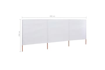 Tuulensuojakangas 3 paneelilla 400x160 cm hiekanvalkoinen - Valkoinen - Puutarhakalusteet - Aurinkosuoja - Sermit ja tuulisuojat